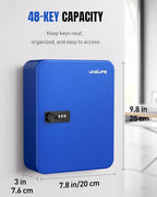 Uniclife 48 Keys Lock Box for Keys with Code, Wall Mount Key Lock Box with Code, Lockbox for Keys, Key Lockbox with Tags, Key