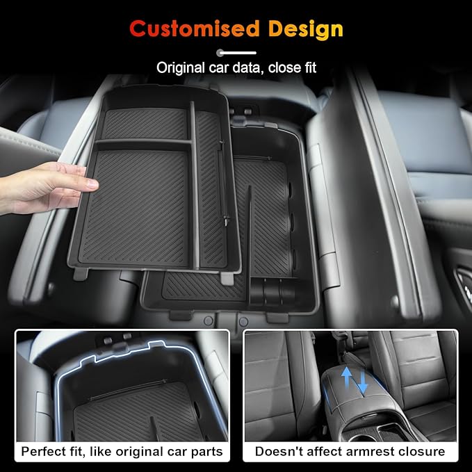 for 2026 Hyundai Palisade Organizer Tray ONLY for 2026 Palisade Hybrid Calligraphy 7-Seater Upper and Under Center Console Secondary Storage Accessories (2026 Palisade Console Organizer 3-Set)