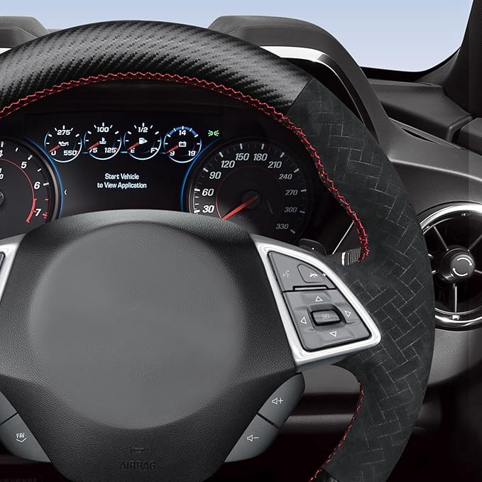 MEWANT Hand Stitched Steering Wheel Cover Wrap for Chevrolet Camaro 2017-2022 Steering Wheel Accessories for Chevrolet Camaro 2017-2022