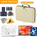 DocSafe Fireproof File Organizer with Lock, Hard-Shell Case Fireproof Document Box with 13 Pocket Accordion File Folder, Port