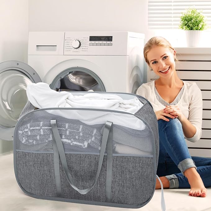 Collapsible Laundry Baskets with Easy Carry Handles, 95L Clothes Hamper for Storage, Foldable Laundry Basket Tear-proof, Larg