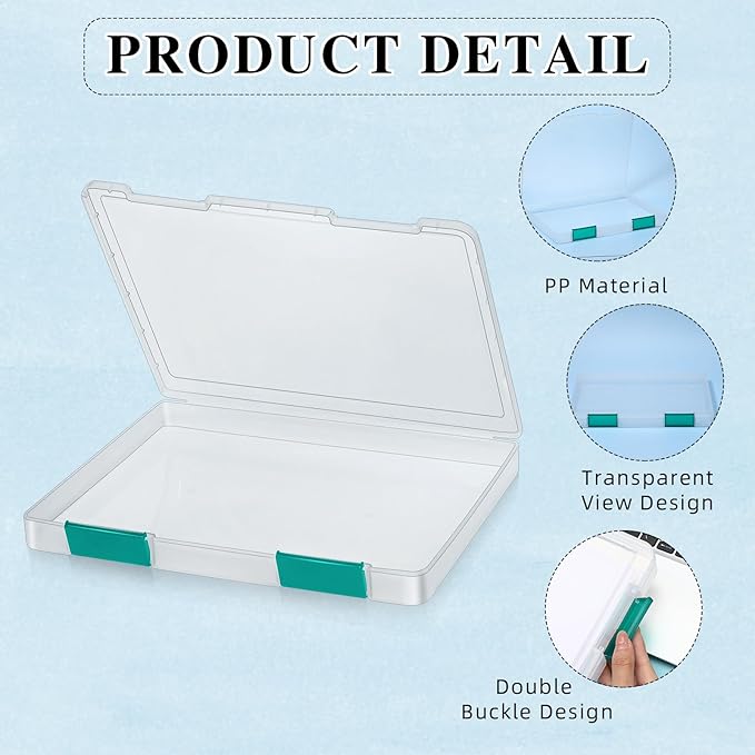 PerKoop 6 Pcs Clear Paper Storage Box A4 Plastic File Box Document Paper Organizer Storage Board Game Project Cases Container