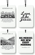 Cute Black Christian Car Air Freshener 4 Pcs, Preppy Floral Religious Bible Verse Hanging Air Freshener for Cars Bathroom Dor
