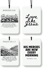 Cute Black Christian Car Air Freshener 4 Pcs, Preppy Floral Religious Bible Verse Hanging Air Freshener for Cars Bathroom Dor