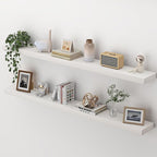 Heimlove 55 Inch Floating Shelves for Wall,Extra Long Mounted Storage Wall Shelves with Invisible Metal Bracket for Bedroom L