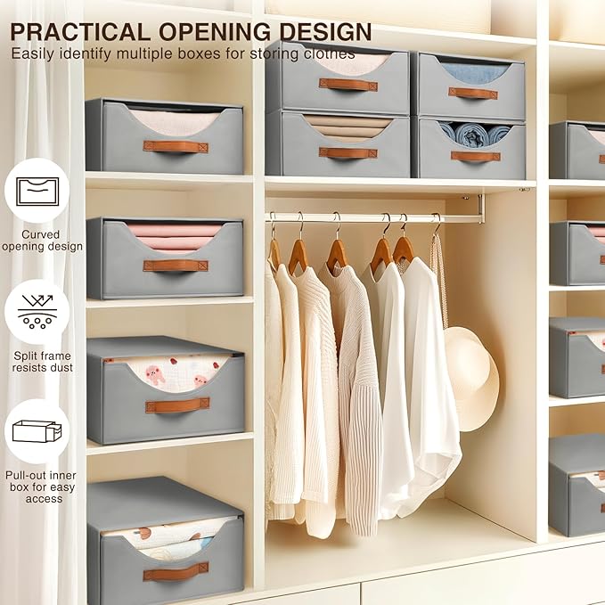Homsorout Large Closet Organizers - Closet Storage Drawers for Clothes, Fabric Sotrage Bins with Handle, Collapsible Organize