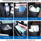 Car Purse Holder Between Front Seats PU Leather Bag Holder Above Armrest Box Child Barrier Front Seat Snack Organizer Bag Storage Auto Interior Accessories(Large Size)