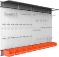 TORACK Metal Pegboard with Peg Board Hooks, Tools Storage Pegboard with Pegboard Hooks, Wall Mounted Storage Bins, Shelves, T