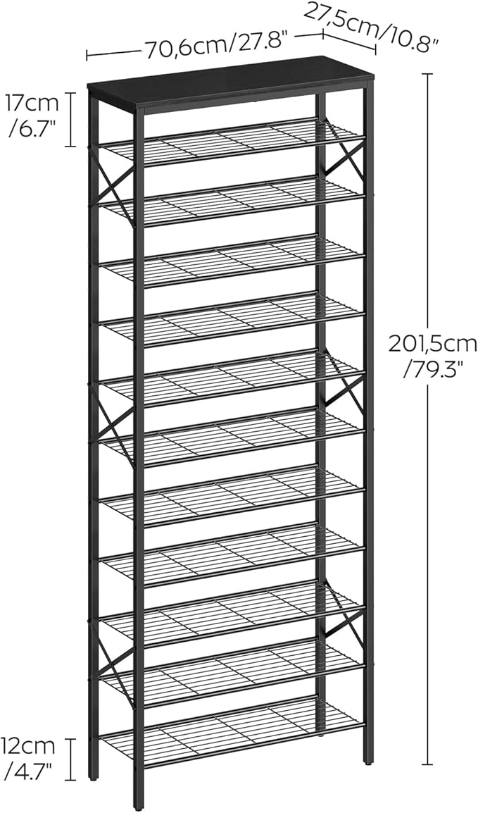 YATINEY 12 Tier Shoe Rack, Large Capacity Shoe Storage Organizer Holds 48 Pairs, Sturdy and Stable, for Entryway, Hallway, Cl
