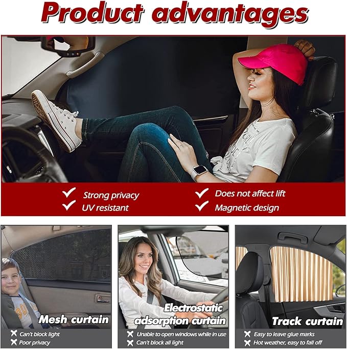 XCBYT Car Window Shades - 4 Pack Car Window Covers 99% UV Protection Magnetic Fordable Privacy Sun Shade for Baby