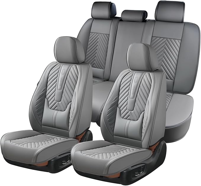 Coverado Car Seat Covers, Leatherette Seat Covers Full Set, Automotive Seat Covers Protector Cover Seat Universal Fit for Mos