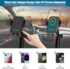 Wireless Car Charger Phone Mount Cup Holder, 3 in 1 15W Fast Charging Auto Clamping Cup Holder Expander for Car, Phone Holder