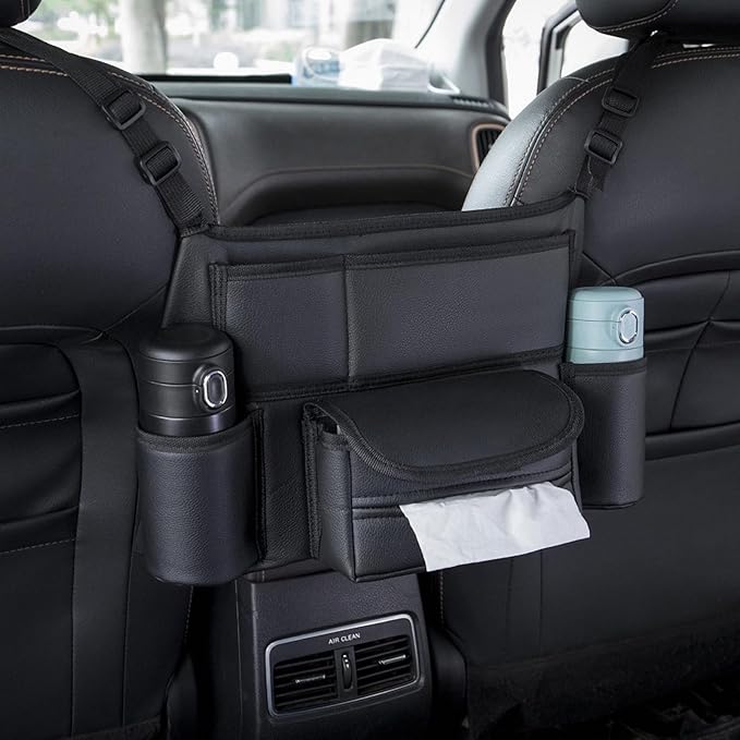 Car Organizers and Storage, Leather Car Storage Pocket Between Seats Back Seat Hanging Bag Purse Holder Large Capacity Automotive Consoles & Organizers