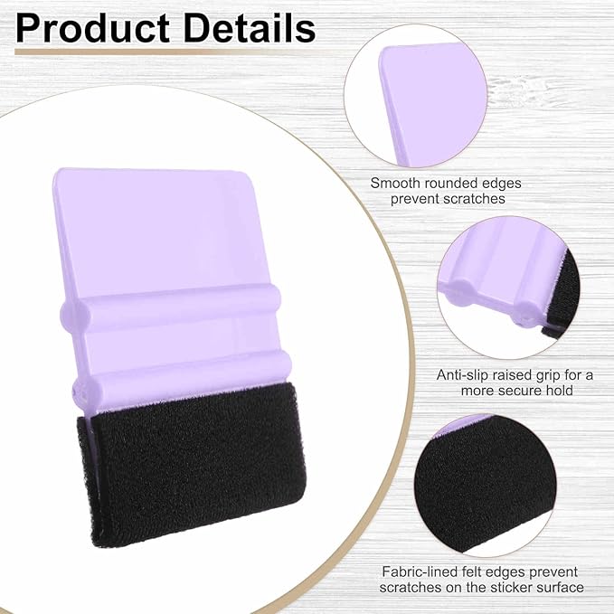 HARFINGTON 10pcs Car Vinyl Scraper 4inch Vinyl Squeegee Felt Edge Squeegee Tool for Car Window Tint Wallpaper Decal Sticker Installation Crafts Car Wrap Paste, Purple