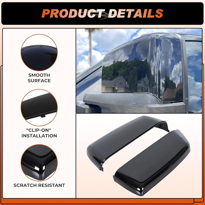 ACLONG Tow Mirror Cover Caps Glossy Black Left & Right Rearview Side Mirror Caps Fit for Chevy Silverado GMC Sierra 2014 2015 2016 2017 2018 2019-1Pair