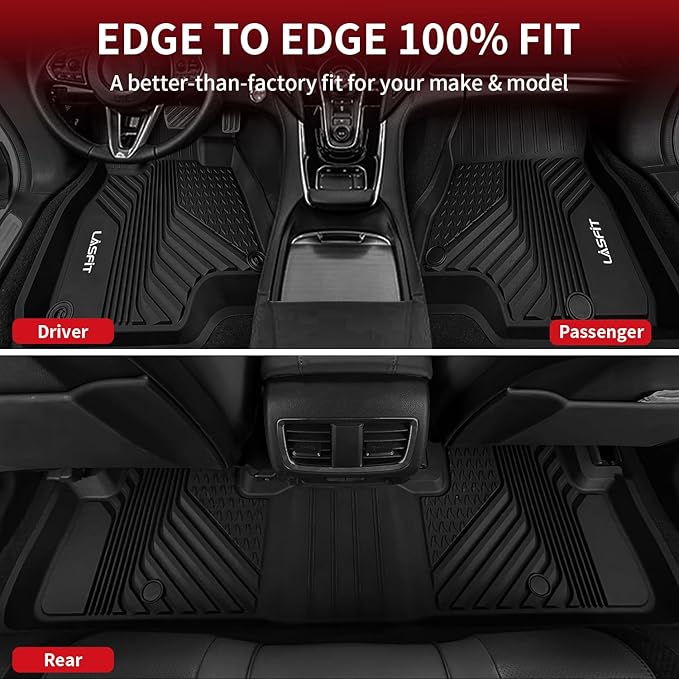 LASFIT Floor Mats for Acura RDX (2019-2026) All Weather Floor Liner TPE Custom Fit 1st & 2nd Row Rubber Car Mats for Acura RDX Automotive Accessories, Black, Tasteless, Durable and Easy to Clean