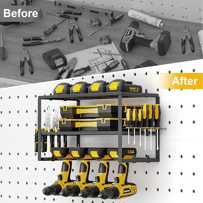 Spacecare Power Tool Organizer- Power Drill Tool Holder- Heavy Duty Tool Shelf & 1 Pack 3 Layers Tool Rack Cordless Drill Hol
