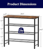 Kitsure Shoe Rack for Closet, Rustic Brown Shoe Organizer with Leveling Feet, Sturdy & Rust-Proof Shoe Storage for Entryway, 