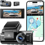AZDOME ADAS Dash Cam Front and Rear, 4K+2.5K UHD Dash Camera for Cars, 64GB Card Included, Voice Control, Bulit-in 5.8GHz Wi-
