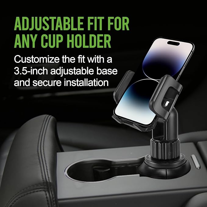 Cellet Car Cup Holder Phone Mount, Phone Holder Mount Cradle Universal Adjustable Compatible for Apple iPhone, Samsung Galaxy, Moto, Google Pixel Smartphones