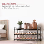 Bumusty 3-Tier Expandable Shoe Rack for Closet, 18“-33” Adjustable Shoe Rack for Small Space, Small Shoe Organizer for Front 