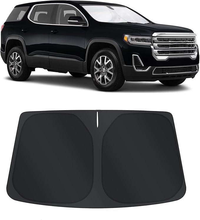 TINGLU Sun Shade for GMC Acadia SUV 2017-2023 Accessories Windshield Sun Shade Window Shade UV Rays Protection Sun Visor Cover with Steering Wheel Sunshade Storage Bag