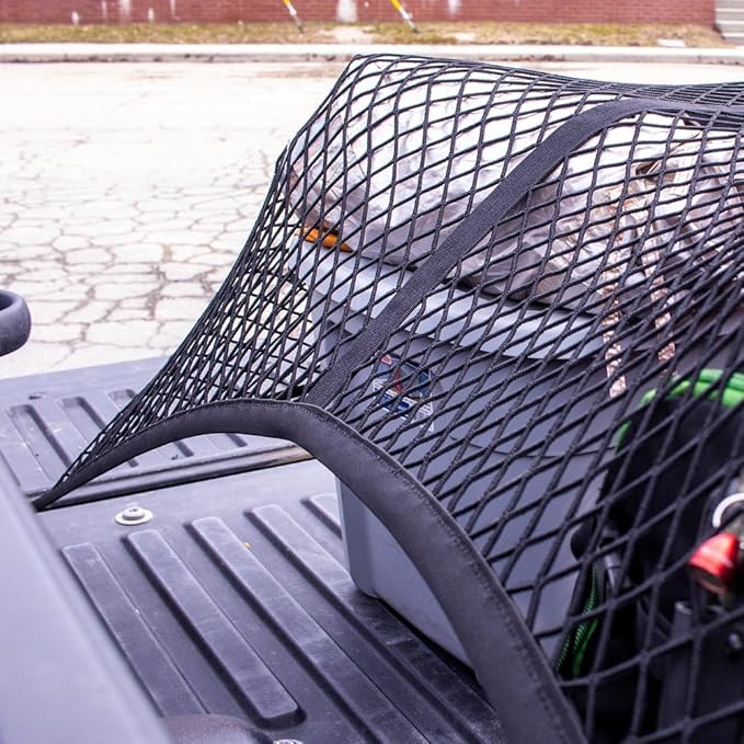 Highly Elastic Cargo Net, Simple Truck Bed Cargo Mesh Organizer, Suitable for Daily Light Loads of Trucks, 4'x4' Stretches to 7'x7' (Single Layer)