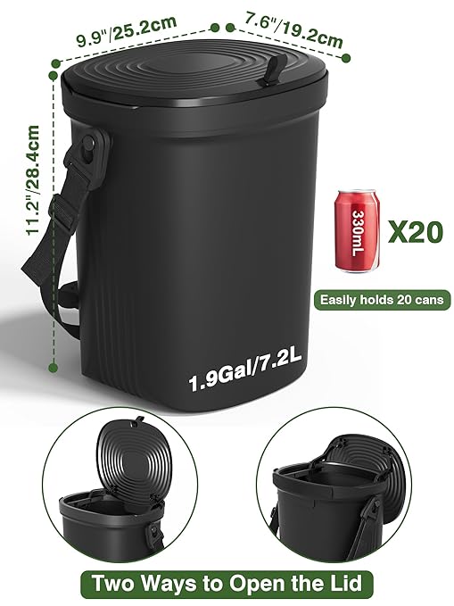 Leakproof Car Trash Can, 1.9 Gallon Soft Silicone Hanging Garbage Can with Lid, Easy to Clean Vehicle Trash Bin, Suitable for Sedans, SUVs, MPVs & Trucks