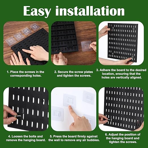 24 Pcs Wall Mount Peg Board Organizer Kits, Black DIY Pegboard Panels with 20 Accessories (Hooks, Clips, Bins, Shelves), Wall