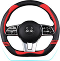 Iwantit® D-Shape Steering Wheel Cover, PU Leather with Anti-Slip Rubber Ring, Steering Wheel Protector, Universal Fit 14.5-15