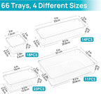 Vtopmart 66 PCS Clear Plastic Drawer Organizer Bins, 4-Size Versatile Bathroom and Vanity Organizer Trays, Acrylic Storage Co