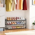Expandable Shoe Rack for Closet Adjustable Metal Shoe Rack for Entryway 18.5"-33" Free Standing Shoe Organizer 12 Pairs with 
