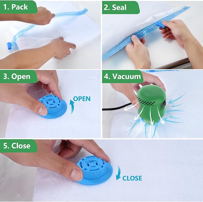 Electric Pump for Vacuum Storage Bags, Travel Vacuum Pump for Various Vacuum Seal Bags Portable Vacpack Air Pump for Compress
