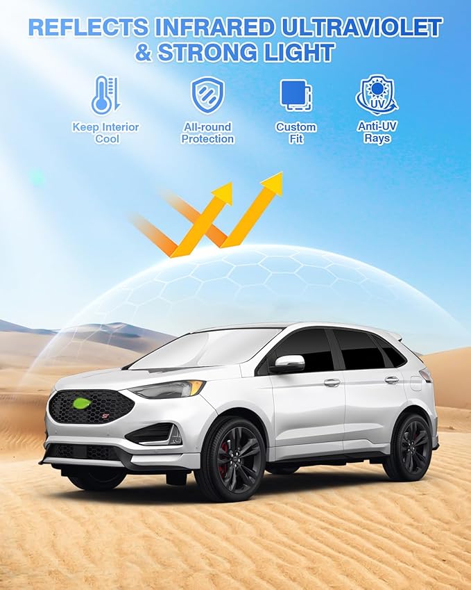 Sunshades for Ford Edge 2015-2024 Accessories Windshield Sun Shade Side Rear Window Shade Cover Sun Visor Shield Privacy Protection Keep Vehicle Cool Black 8PCS