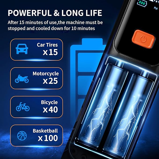 Tire Inflator Portable Air Compressor - ZGWATO Tire Air Pump with Digital Pressure Gauge, Auto Shut Off, 3X Faster Inflation, Cordless Tire Inflator for Car, Motorcycle, Bike, Bicycle and Ball, Black