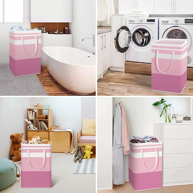 HomeHacks 2 Pack Large Laundry Baskets, Waterproof, Freestanding Laundry Hampers, Collapsible Clothes Hamper with Reinforced 