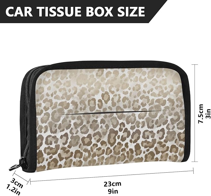 Car Tissue Holder Car Visor Organizer Tissue Box Holder for Car Sun Visor Organizer with Car Vehicle Accessories Essentials Interior for Women Men Brown and Beige Leopard Print