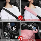 1 Pack Leather Front Car Seat Cover, Universal Sideless Car Seat Protector with Storage Pocket and Seat Belt Pad, Waterproof 
