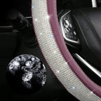 Bling Diamond Leather Steering Wheel Cover, Purple Steering Wheel Covers for Women Girls with Crystal Rhinestones, Universal Fit 14.5"-15" Car Steering Wheel Bling Cover Accessories