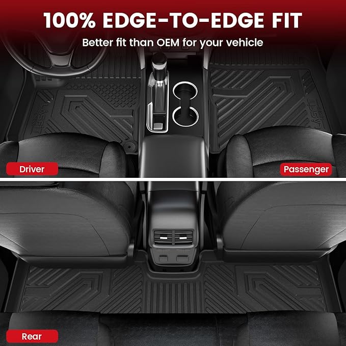 LASFIT Floor Mats & Cargo Liner with Backrest Mat for Chevrolet Chevy Equinox/GMC Terrain 2018-2024 (Not for Equinox EV 2024-2025), All Weather TPE Custom Fit Floor Mats Car Mats Full Set, Black