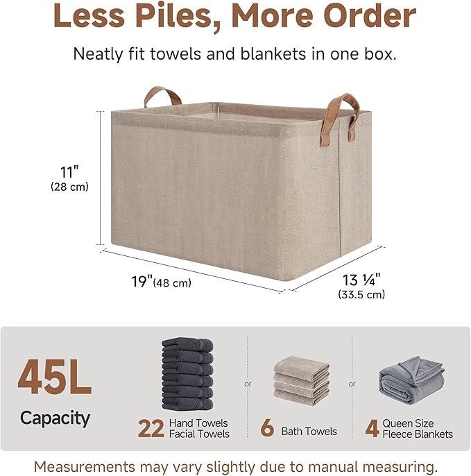 StorageWorks Storage Bins, Fabric Storage Bins for Shelves, Extra Large Storage Baskets with Metal Frame, Closet Baskets and 