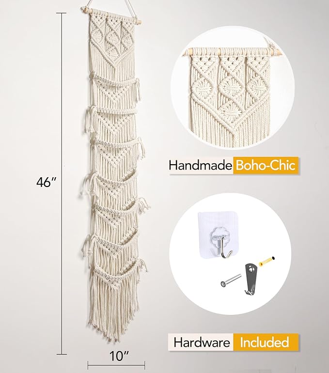 Boho Baseball Cap Hanger-1 Pack-Macrame Hat Organizer for Ball Caps Holder Over Door, Hat Rack for Wall, Cap Rack for Decorat
