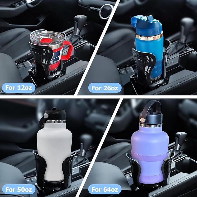 Car Cup Holder Expander, Cup Holder Insert Adapter with Expandable Arm and Adjustable Base,Fits Car, Truck, RV, SUV 12-64 oz 