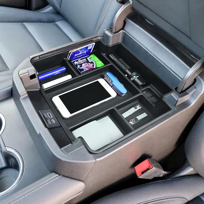 EDBETOS Full Size Center Console Organizer Tray Compatible with 2021-2026 Chevy Tahoe/Suburban and 2021-2024 GMC Yukon, Fit Standard Console with Charging Socket Only, NOT for Power Sliding Console.