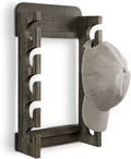 MyGift Hat Organizer for Baseball Caps, Wooden Vertical Hat Rack Wall Mounted with 10 Hooks, Rustic Gray Solid Wood Hanging H