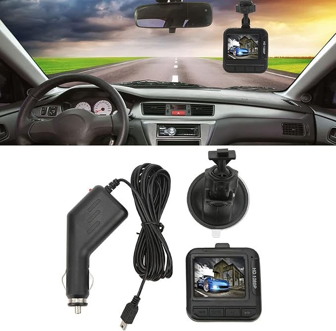 Dash Cam Front, 1.6in Screen 1080P Motion Detection Sensor Car Driving Recorder, 32G SD Card Voice Recording Wide Angle Car Camera Recorder with Car Charger, Holder for Parking Assistance, Accident
