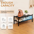2 Tier Bamboo Shoe Rack Storage Organizer for Closet, Multifunctional Stackable Free Standing Shoe Shelf Organizer for Small 