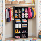 Ofiray-home 6 Tier Hanging Closet Organizer, 16 Compartments Sweater Organizer for Closet with 3 Sturdy Hooks, Closet Organiz