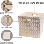 Posprica Storage Bins, Storage Cubes,13×13 Fabric Drawers Organizer Basket Boxes Containers (13×13×13/2pcs, Cream/gold geomet