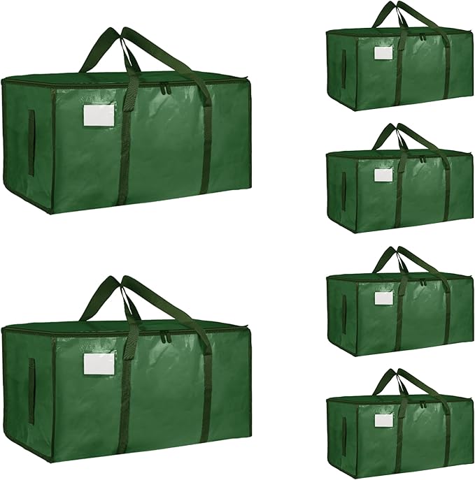 6 Pack-Extra Large Heavy Duty Moving Bags - Waterproof Storage Totes with Handles & Zippers, Foldable for College Dorm, Stora